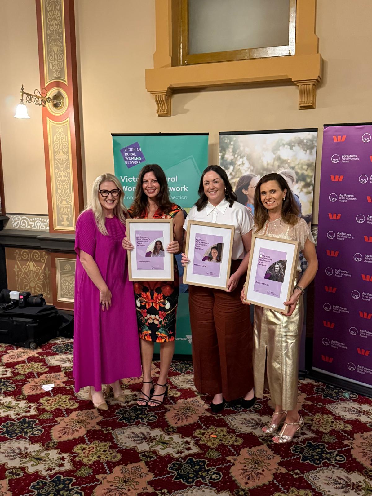 2026 AgriFutures Rural Women's Acceleration Grant recipients at the Victorian Rural Women's Network award ceremony