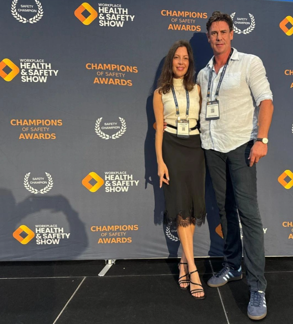 ACUMIND.AI co-founders Leneila Lynne and Justin Koschitzke at the Champions of Safety Awards, Brisbane