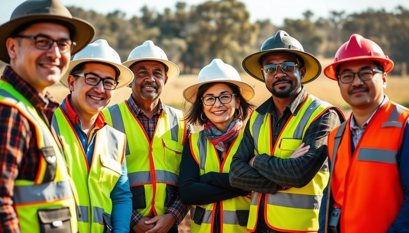 Diverse multicultural farm working team